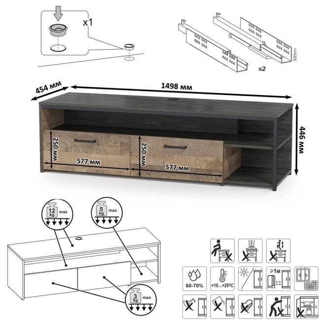 Два стеллажа 13.151.02 в гостиную Трувор и ТВ-тумба цвет дуб гранж песочный/интра Два стеллажа 13.151.02 в гостиную Трувор и ТВ-тумба цвет дуб гранж песочный/интра
