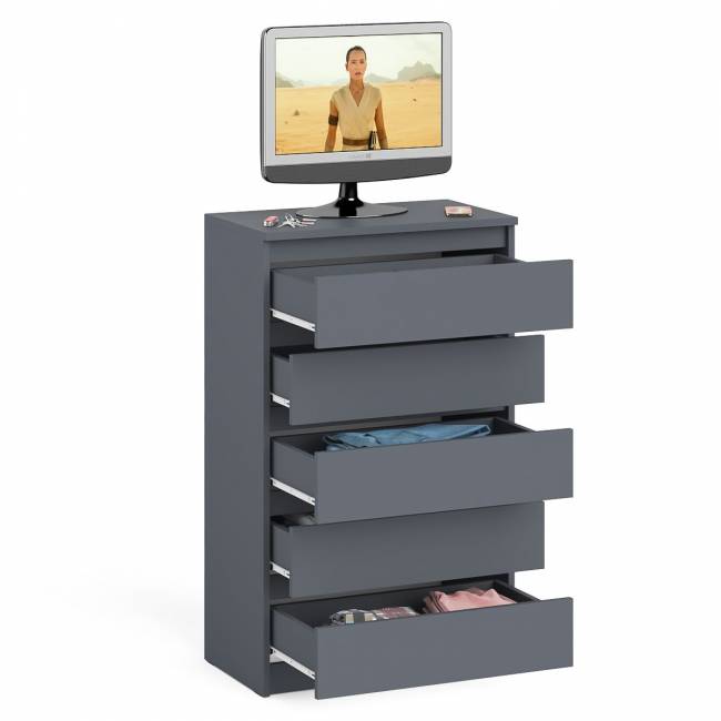 Узкий комод пять ящиков Мори МК700.5 цвет графит Узкий комод пять ящиков Мори МК700.5 цвет графит