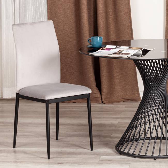 Стул CAPRI (mod. 39) металл, вельвет, 49.5 х 41 х 93,5 см, Light grey (светло-серый) HLR14 / черный (Комплект из 4 шт.) Light grey (светло-серый) HLR14 / черный металл, вельвет