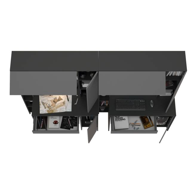 Два стола компьютерных с выдвижной полкой Комфорт 12.71 антрацит/тёмно-серый Два стола компьютерных с выдвижной полкой Комфорт 12.71 антрацит/тёмно-серый