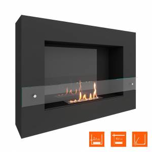 Биокамин SteelHeat WALL GRAND 900 LITE черный (Стекло + Стемалит)