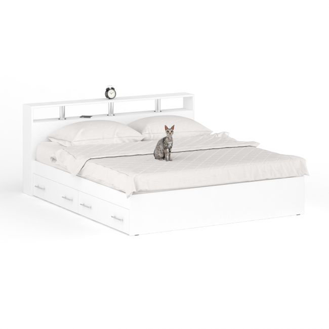 Кровать с ящиками Камелия 1800 цвет белый Кровать с ящиками Камелия 1800 цвет белый