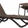 Шезлонг-лежак пластиковый со столиком Omega Pop кофе