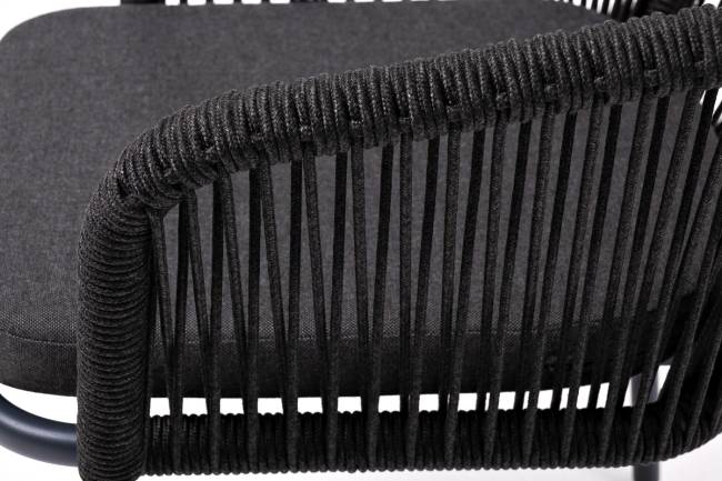 "Марсель" стул плетеный из роупа, каркас алюминий темно-серый (RAL7024) муар, роуп темно-серый круглый, ткань темно-серая 027 "Марсель" стул плетеный из роупа, каркас алюминий темно-серый (RAL7024) муар, роуп темно-серый круглый, ткань темно-серая 027