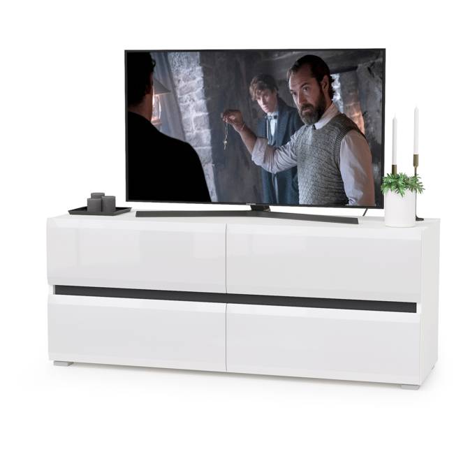 Стенка для гостиной Сидней № 6 цвет белый/чёрный/фасады МДФ белый глянец