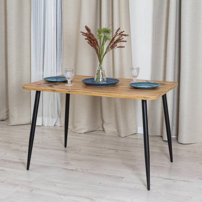 Стол Плуто/Pluto ЛДСП/металл, 120х80х77см, дуб вотан/черный Дуб вотан/Черный ЛДСП/металл