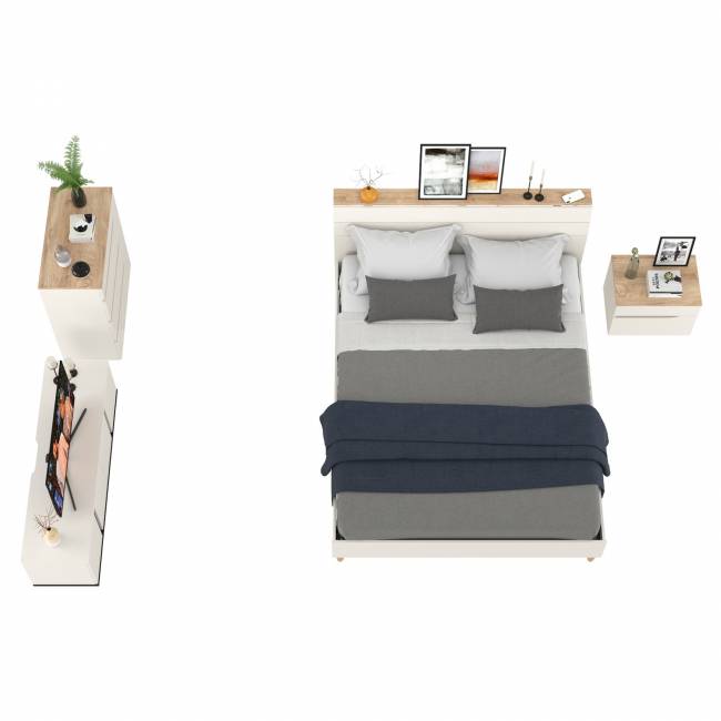 Модульная мебель для спальни Муссон с тумбочкой для аппаратуры 13.276 цвет белый/чёрный/дуб эндгрейн элегантный